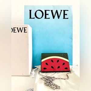 •••SOLD•••Loewe Watermelon Leather Chain Wallet Crossbody Bag Coin Purse